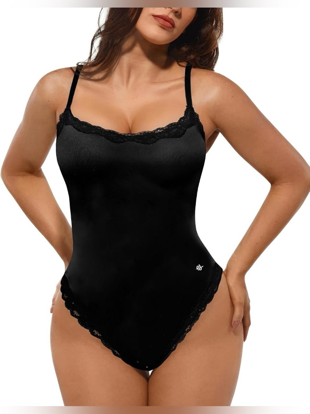Popilush Lace Body Suits Women Square Neck Sleeveless Thong Bodysuit